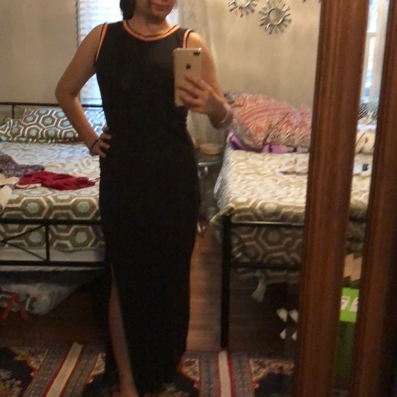 Black free people beach maxi dress with sexy slit - Picture 2 of 5